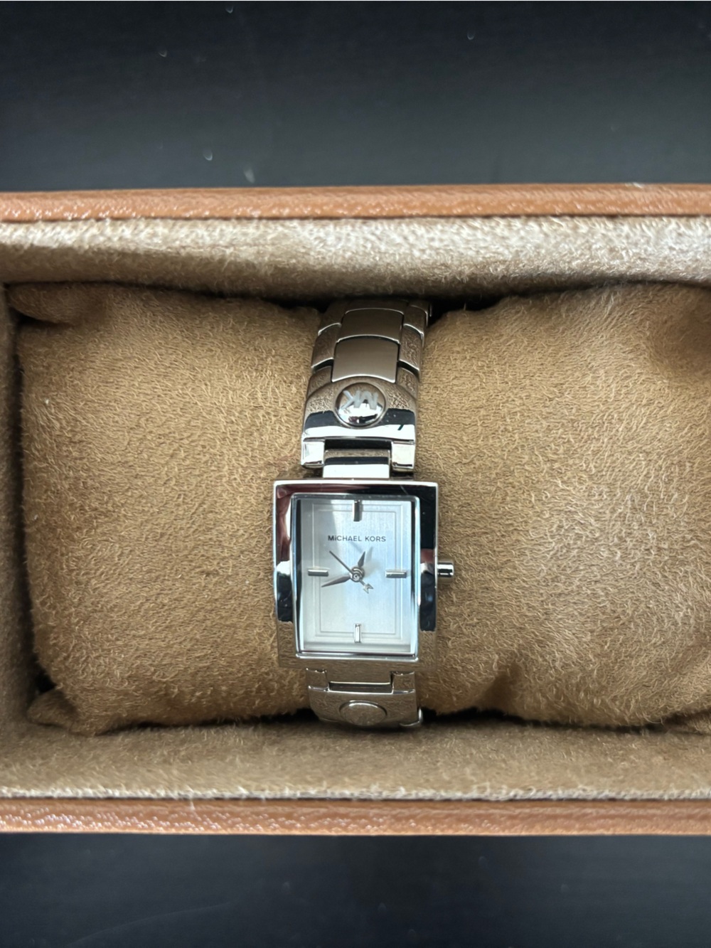Michael Kors Silver-Tone Rectangular Bracelet Watch